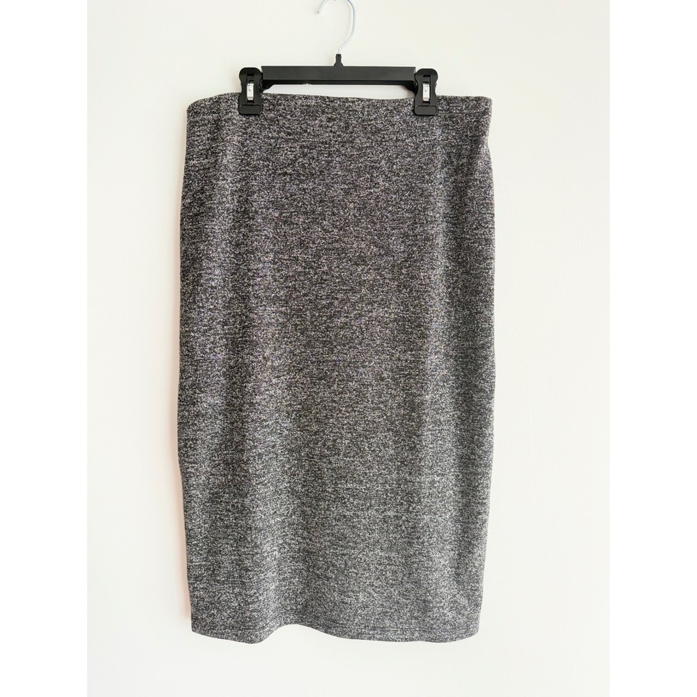 Old Navy Womens Gray Marled Knit Pencil Skirt Elastic Waist Lined Size M - Picture 2 of 7